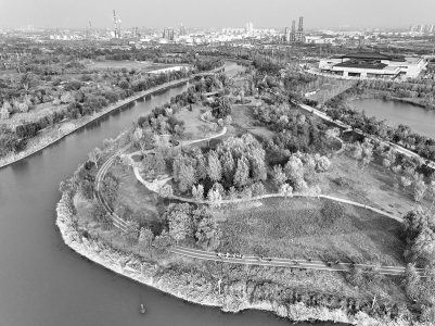 <br> ■沧州市运河区大运河堤顶路风光(10月29日摄,无人机照片)<br><br>