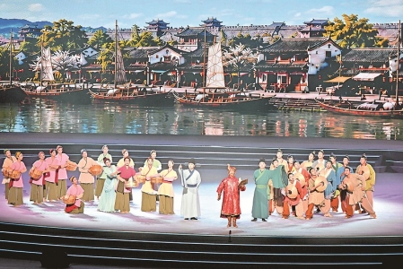 <br>          ■9月14日晚，河北大运河文化旅游带推介活动在沧州举行。图为推介活动现场<br><br>        